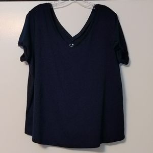 Dressbarn db Sunday Navy V-Neck Tee